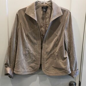 R*Q*T Women's Tan Jacket lightweight Blazer PMedium Zipper Tan Y2K Vintage Retro